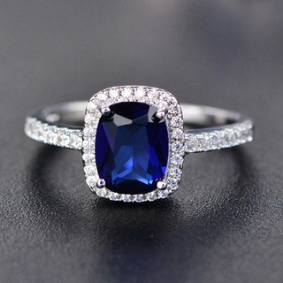 S925 Sterling Silver Rings Jewelry Natural Sapphire Gemstones Opal Wedding Size 5 6 7 8 9 10 #4