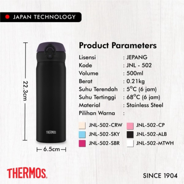 One Push Ultra Light Thermos Tumbler Provision A Black 500ml Jnl 502 Alb Shopee Philippines