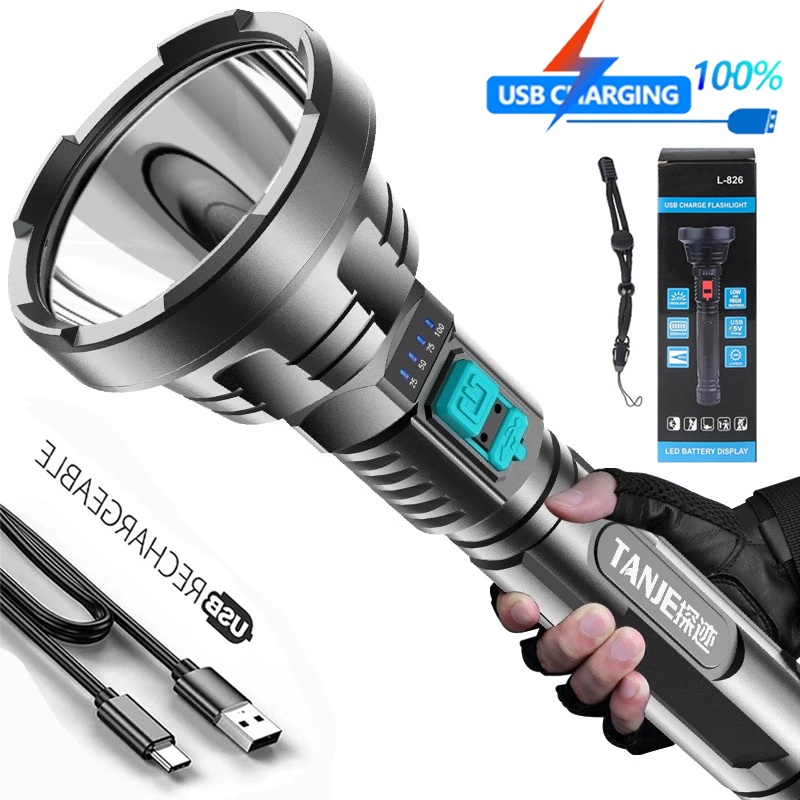 Powerful Rechargeable Led Flashlight Tactical Torch Built in 18650