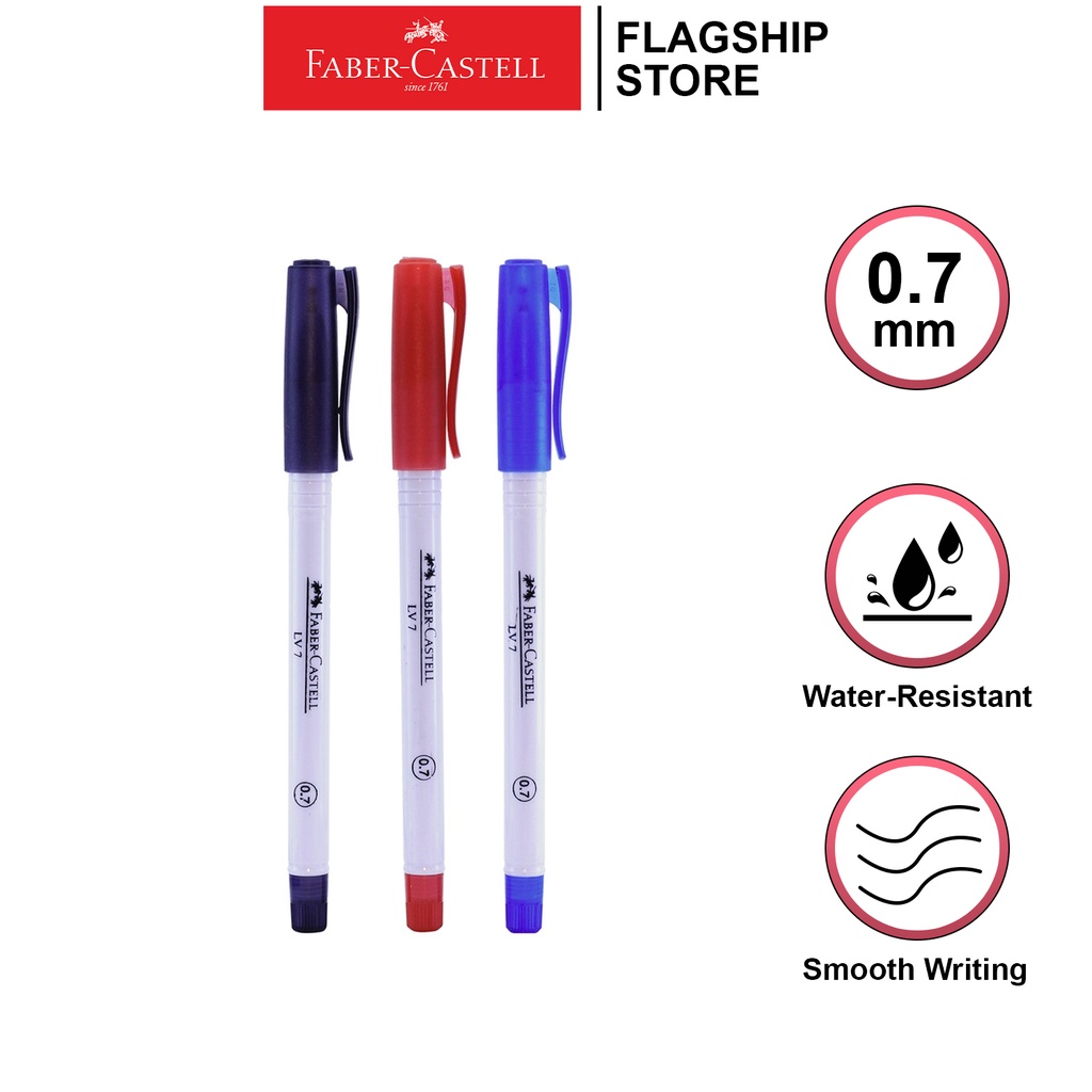 Faber-Castell LV7 Ballpen Black, Blue, Red 3PCS [12SPLV7BBR3] | Shopee ...