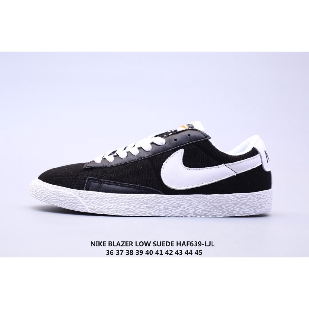 nike blazer low black white