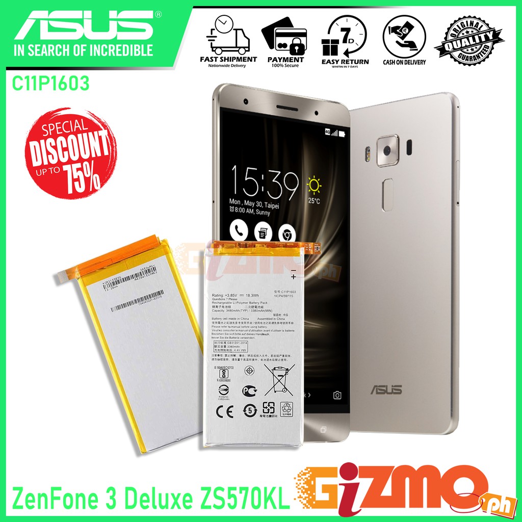 Asus Zenfone 3 Deluxe Zs570kl Battery Model C11p1603 Original Equipment Manufacturer Shopee Philippines
