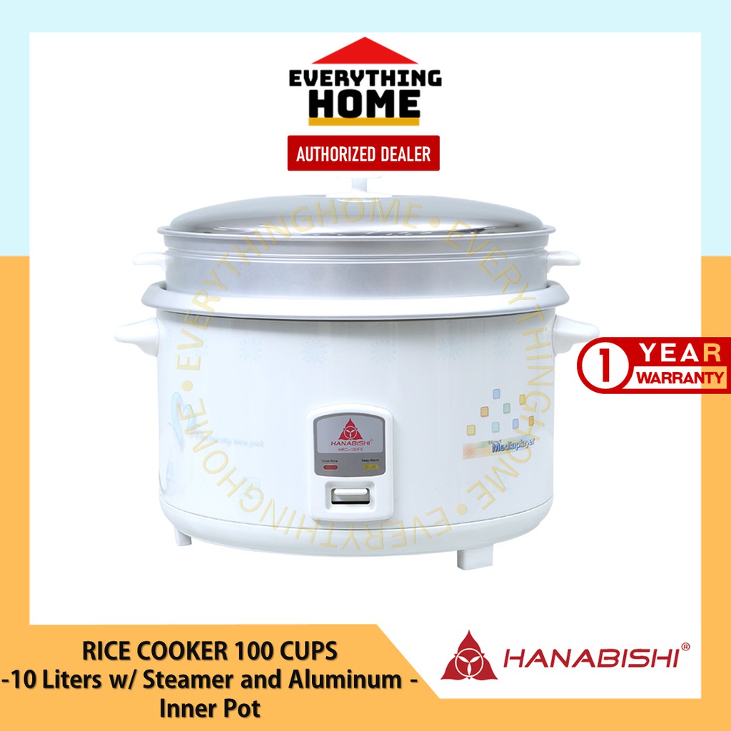 Hanabishi Automatic Rice Cooker 10 Liter (100 Cups) w/ Steamer Rack