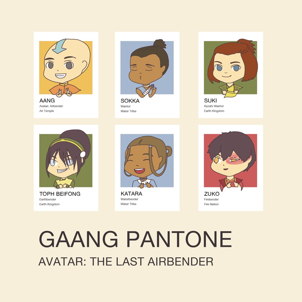 Avatar Gaang Sticker Pack of 6 Including: Suki and Katara From ATLA Sokka Zuko Toph Aang