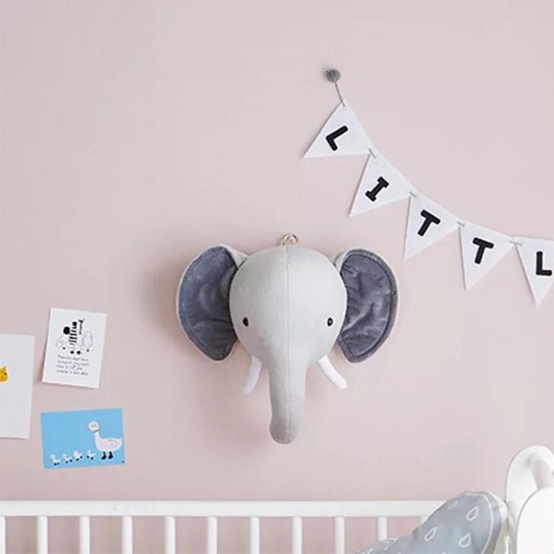 Ntribut Animal Wall Decoration Wall Mounted Soft Toy Deer/Bear/Elephant Head As A Wall Decoration In Children Rooms 