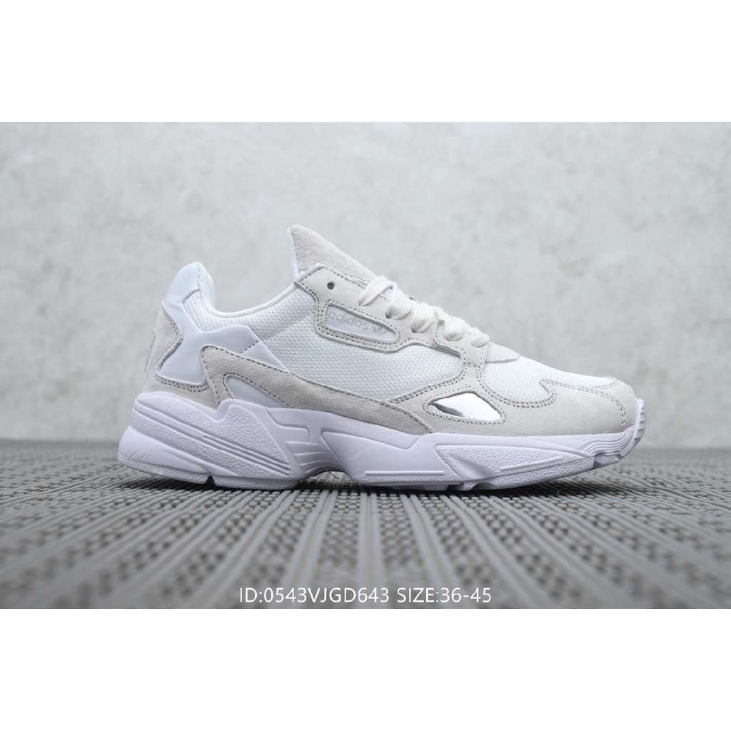 adidas originals falcon premium leather trainers in white