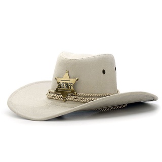 ▽▥Western Cowboy Hat Retro Sheriff S Badge Horseba Travel Fishing Sunshade Sun Belt Wind Rope Topi #6