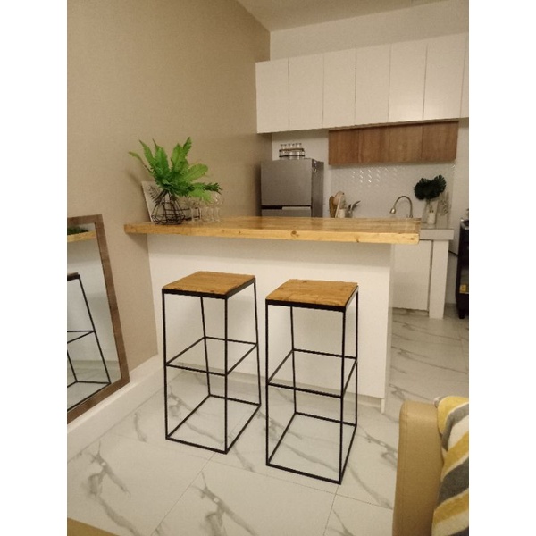 dunkirk.ph Palochina Bar Stool / High Chair Metal and Wood Shopee