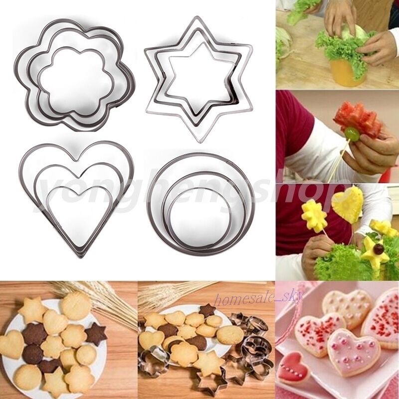 3pcs Stainless Steel Biscuit Cookie Cutter Cake Pastry Fondant Mould Kitchen Party DIY Baking Tool