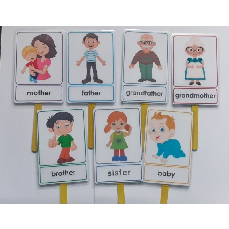 #56 ESL Props, Family flashcard, Laminated, with stick | Shopee Philippines