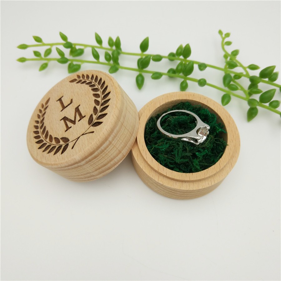 5x Wooden Wedding Ring Box with a Ring Shapes Wood Ring Craft Embellishments Decoration Gift Decoupage MG000776 5cm