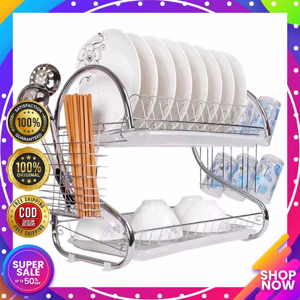 Pinas Deals Original 2 Layer Dish Rack Stainless Steel Dish Drainer