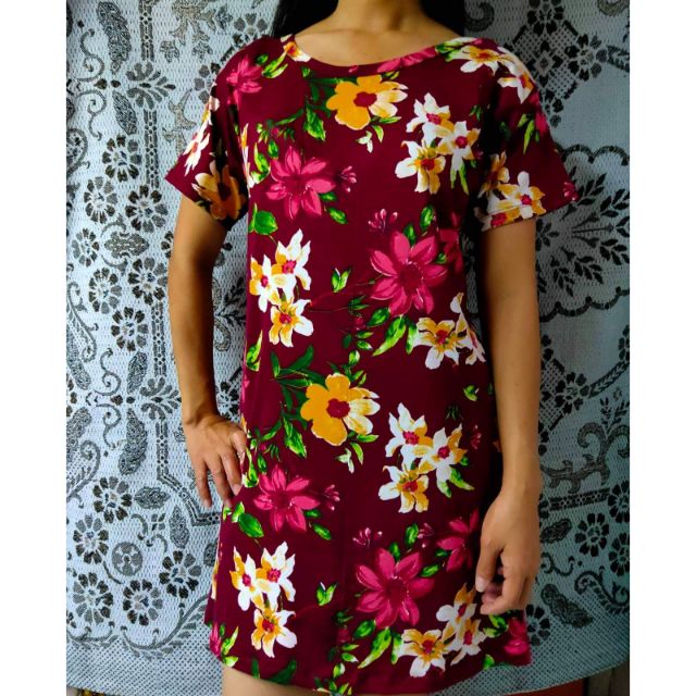 maroon flower dress