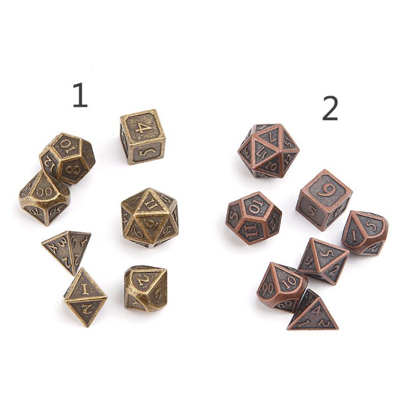 Nobranded Set of 21 Polyhedral Metal Dice Bronze for Dragon Scale D/&D
