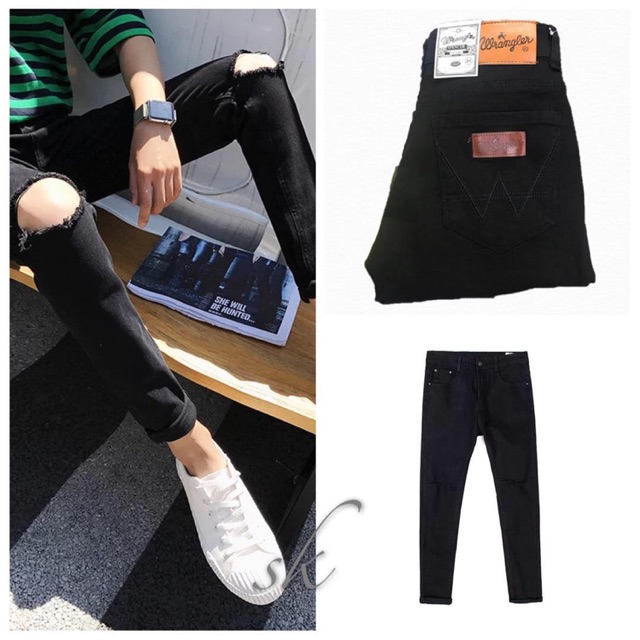 black tattered pants