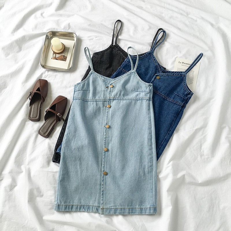 Korean Style Women Ladies Jeans Jumpsuit Denim Dress Romper Midi Dresses Wanita Shopee Philippines