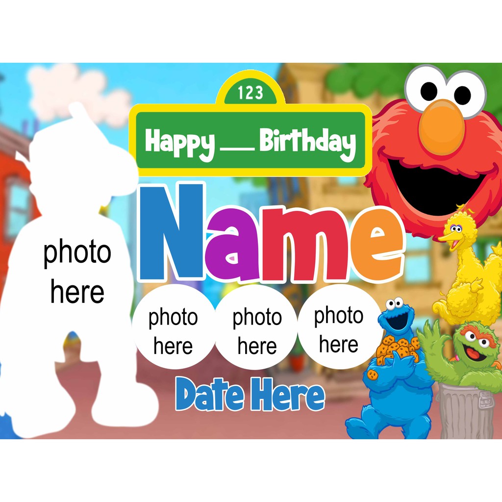 Sesame Street Birthday Banner - Custom Print with Name, age, date With Regard To Sesame Street Banner Template