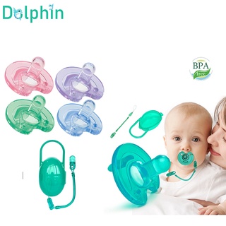 Dolphin Soothie Shape 3-18 months Baby Pacifier Silicone Nipple Feeding Accessories Nipple Chain Box