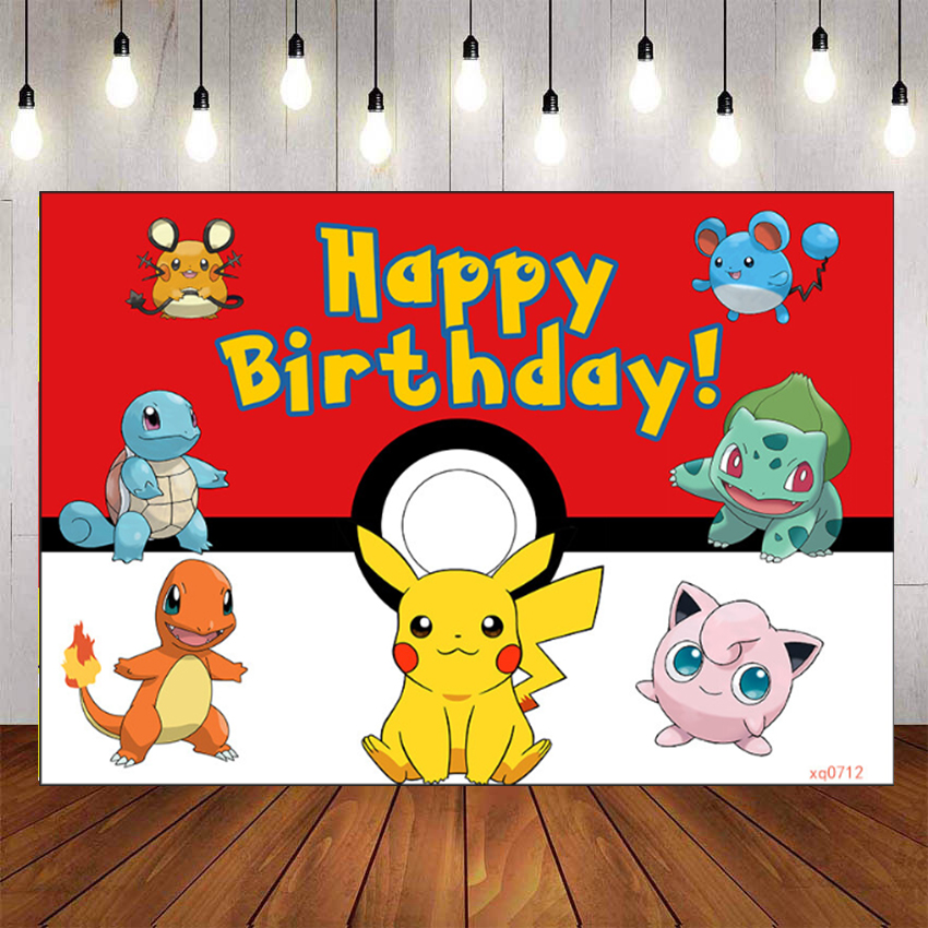 The Pokemon Pikachu Backdrop For Photography Baby Shower Kids Red White ...