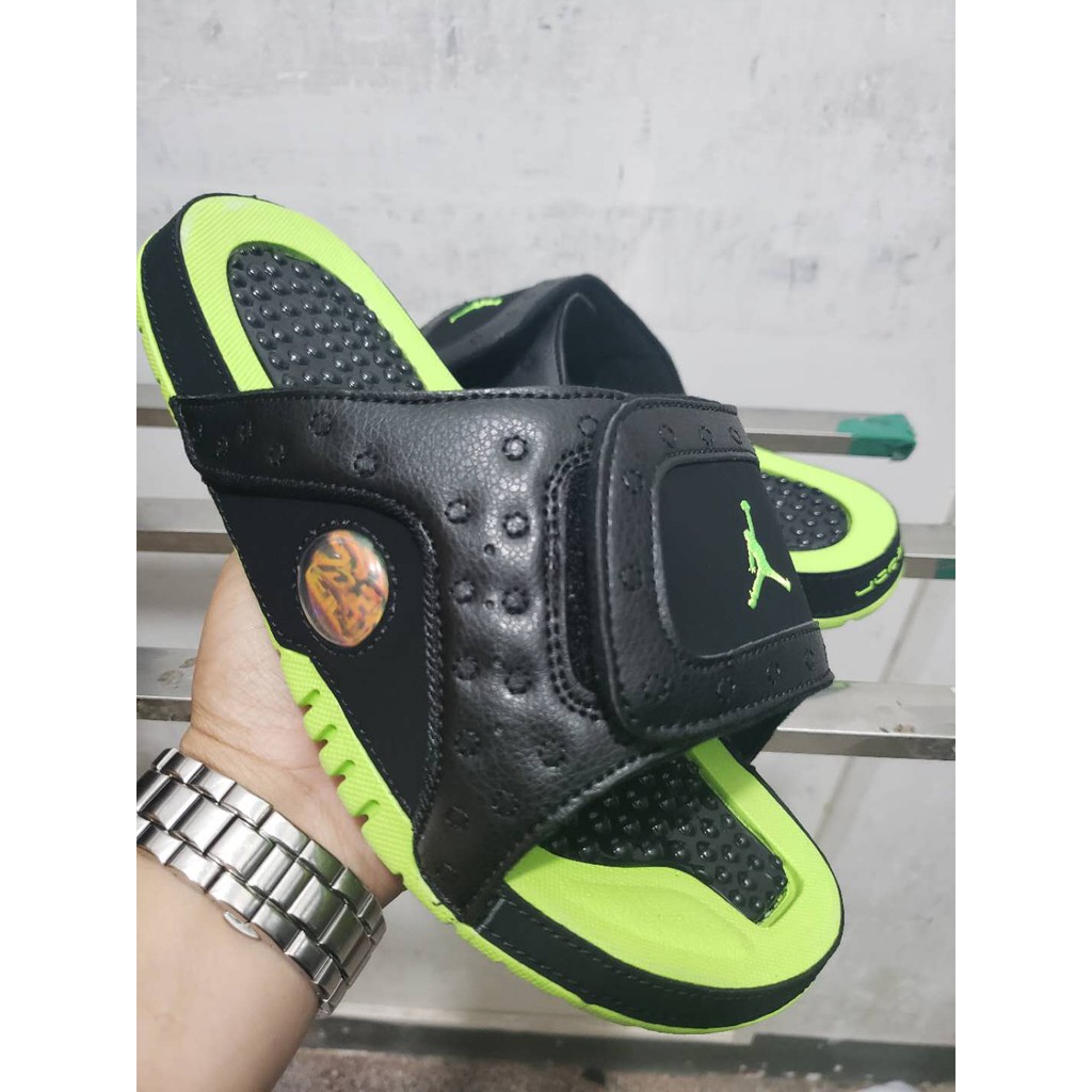 black and green jordan sandals