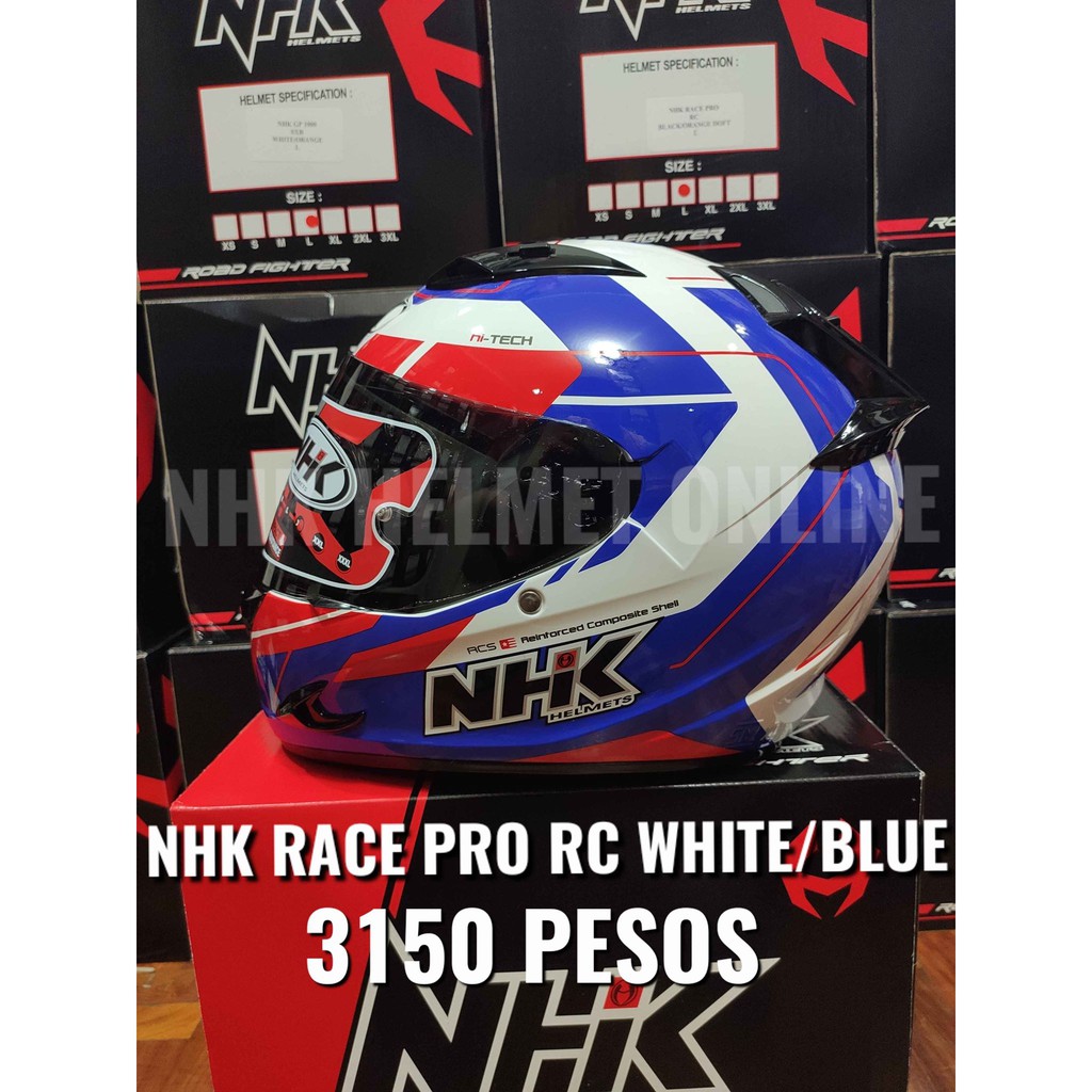 Nhk Race Pro Full Face Single Visor Helmet Rc Blue White Shopee Philippines