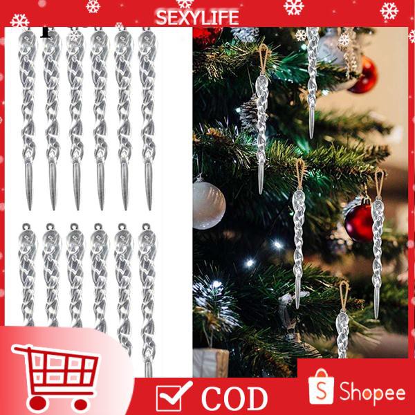 Sl 24pcs Christmas Icicle Ornament Diy Party Hanging Xmas Tree Decor Supplies Shopee Philippines