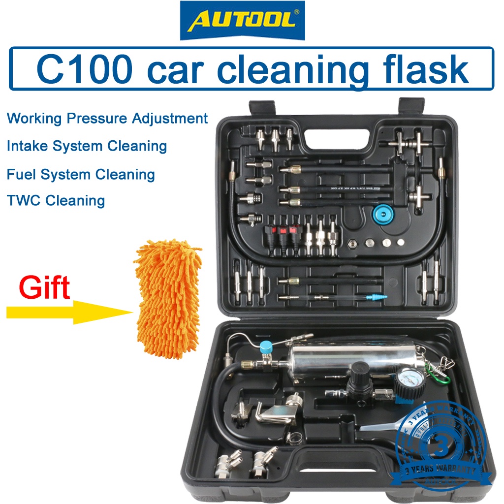 AUTOOL C100 Car cleaning flask Car fuel nozzle cleaning Working