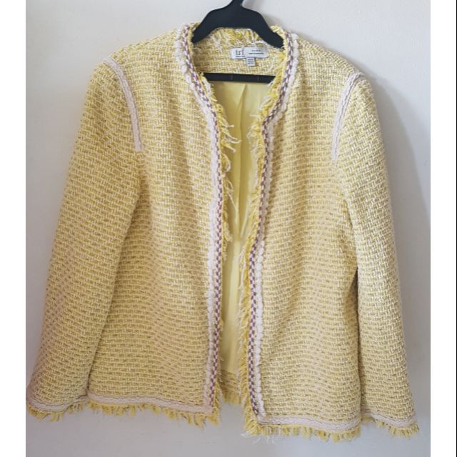 zara yellow tweed jacket