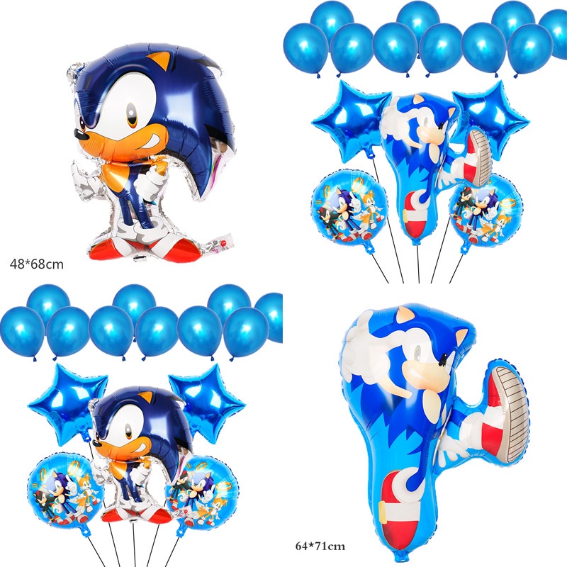 15 Pieces Sonic Star Foil Balloons Set Sonic the Hedgehog Balloons ...