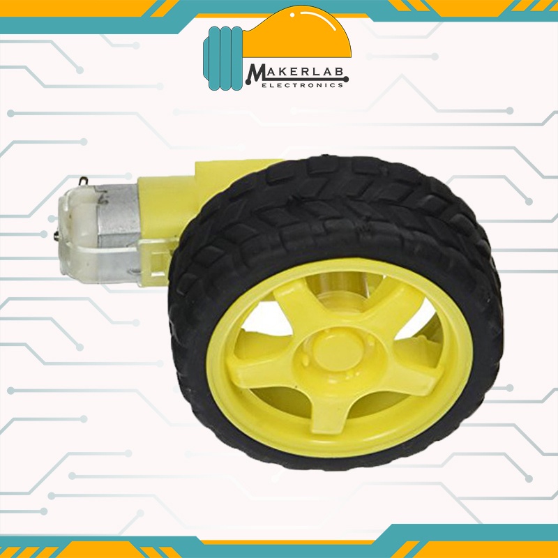 Yellow DC TT Gear Geared Motor and Wheel (Smart Car Robot Gear