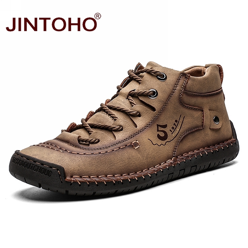 Genuine Leather Men Winter Boots Fashion Genuine Leather Shoes Ankle ...