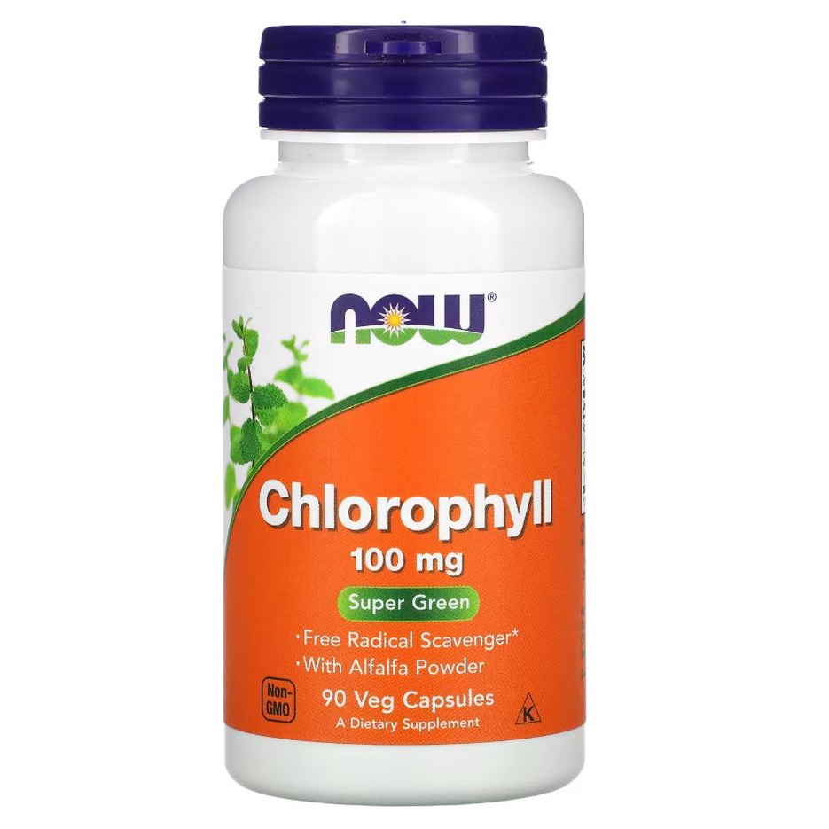 NOW Foods Chlorophyll 100 mg 90 Veg Capsules NonGmo Kosher Super Green