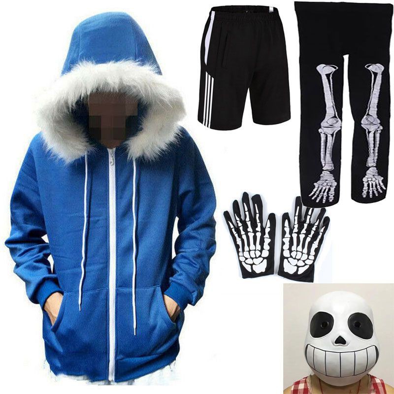 【COD】Game Undertale Sans Cosplay Costume Hoodie Shorts Stocking Mask ...