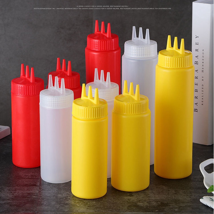 Ketchup Squeeze Bottle Plastic Condiment Squeeze Squirt Bottles 3 Hole