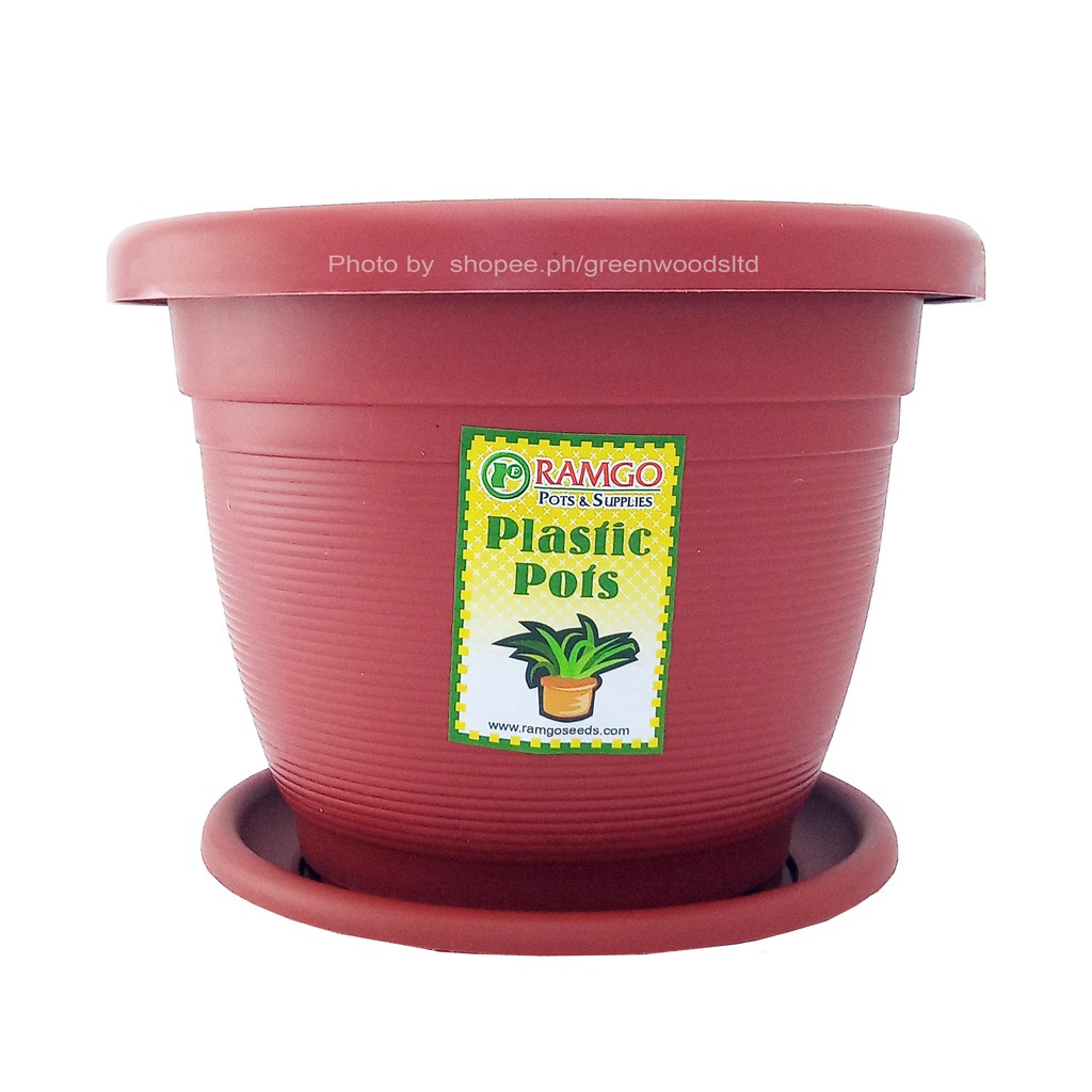 Plant Pot or Flower Pot 20cm Wide Opening x 18cm Deep (Brown/Green