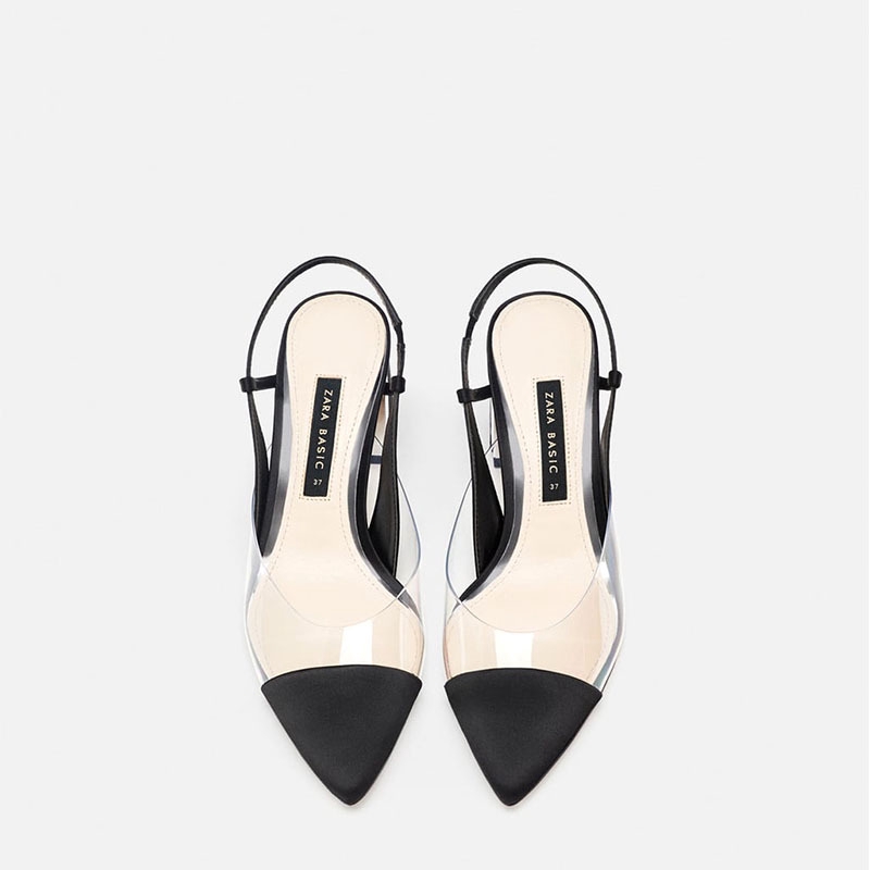 zara black clear heels