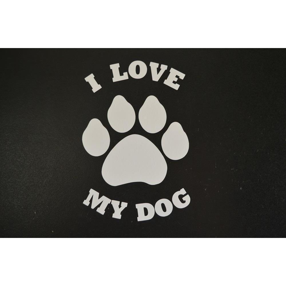I Love My Dog Paw Vinyl Decal Sticker Car Truck Window