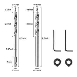 3/8 Inch Pocket Hole Drill Bit with Depth Stop Collar 1/4 Hex Shank