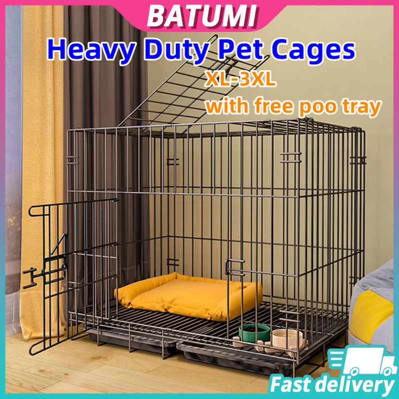 XL3XXL Large Heavy Duty Pet Cages Foldable Dog Cage with Poop Tray Cat