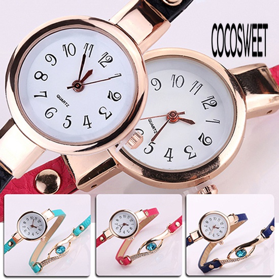 YZS-Lady Blue Eye Infinity Multilayer Faux Leather Charm Bracelet Quartz Wrist Watch