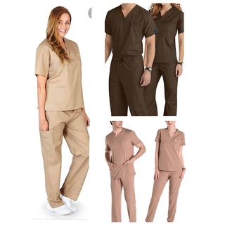 Liimoca' beige, mocca and brown Scrub suit/ coffee color