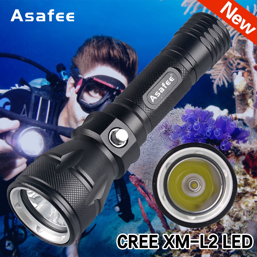 Asafee 1200Lm Fl012D Scuba Diving Light 50M Visibility L2 Led Waterproof 80M Underwater