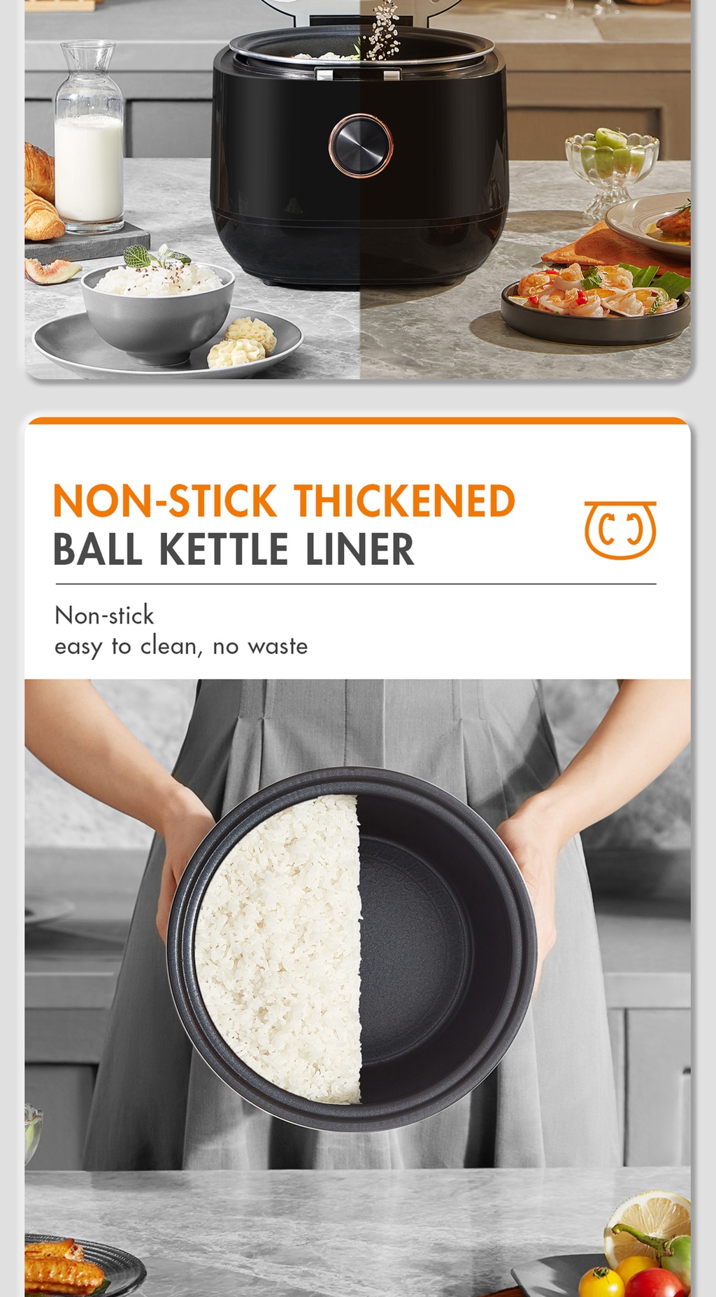 Gaabor Rice Cooker, 6L Big Capacity Touch Control 24h Preset Timer