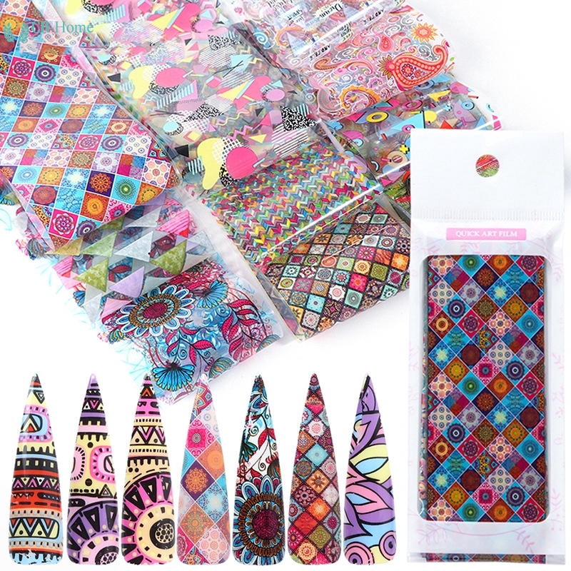 【CR】10pcs Colorful Nail Foil Set Adhesive Decals Wraps ...