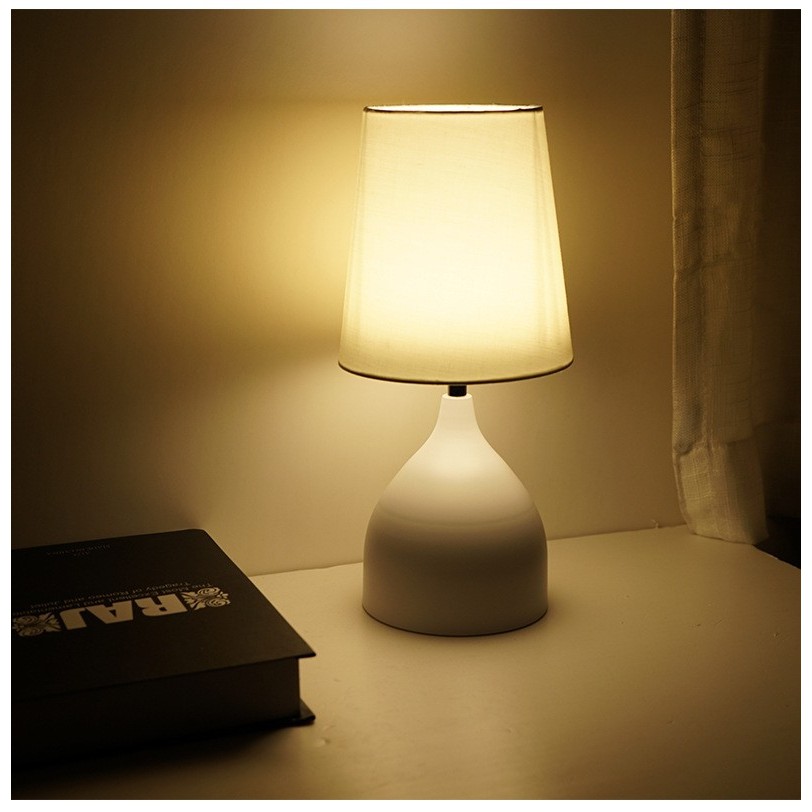Nordic style LED desk lamp full touch switch desk lamp metal base cloth lampshade desk lamp