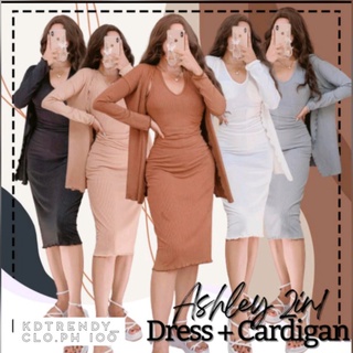 ✨Cardigan + Midi Casual Knitted Dress l Ashley 2 in1 Bodycon Classy Sleeveless Dress l Small-Large