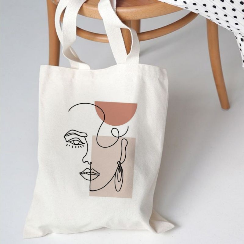 Trendy Graphic Canvas Flat Tote Bag Minimalist Designs | Shopee Philippines