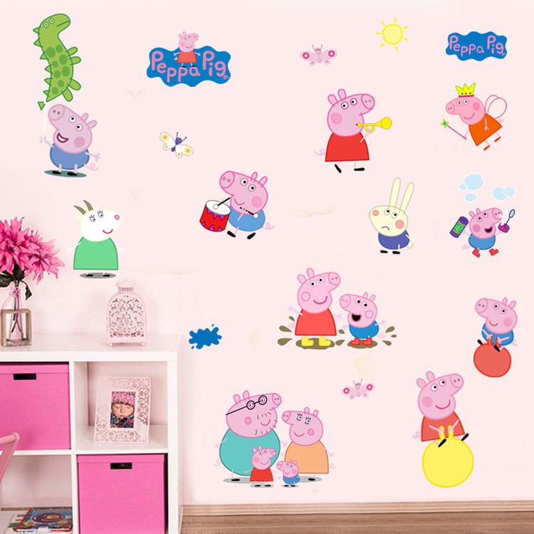 Peppa Pig Adhesive Wall Stickers Kids Girl Bedroom Decor