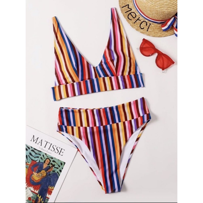 shein striped swimsuit