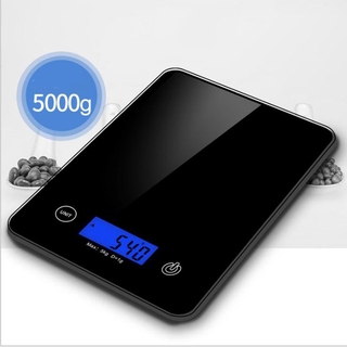5Kg Household Mini Portable Digital PressControl Food Weighing LCD Screen Glass Kitchen Scale ,White #9